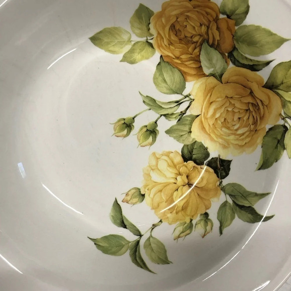 Tiffani Basic Made in Italy Yellow Gold Rose Dinner‎ Bowl 10” Set of 2 EUC - Picture 5 of 7